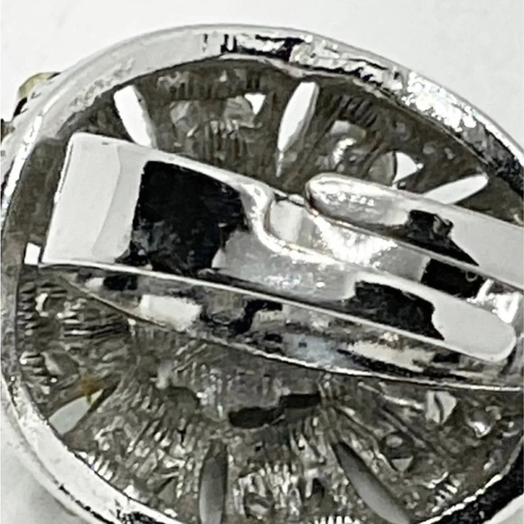 Vintage Green Rhinestone Dome Adjustable Silver Tone Ring - Picture 5 of 8